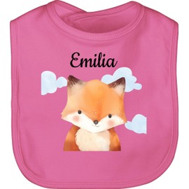 Baby Lätzchen - Süßer Fuchs personalisiert I Fuchs Geschenk für Kinder mit Name I Fuchs Geschenk Kindermotiv I Geschenk mit Fuchs I Füchslein I Waldtier - Unisize - Pink - fuchsmotiv