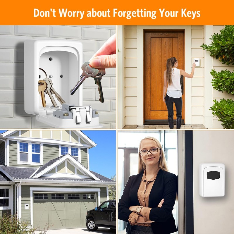 Key Lock Box Wall Mounted, Fayleeko 4 Digit Combination Lockbox