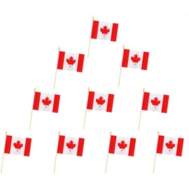 10 Pack Canada Flags -CA Handheld Flag- 5x8 in, Canadians Mini Flag. Suitable For Party Decorations, Store Displays, Bar Decorations And National Day Parades.