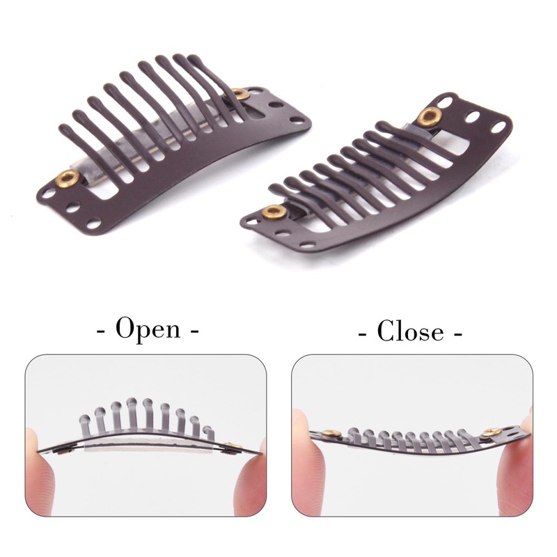 Richintol Wig Clips,32mm 9-Teeth I-Shape Extension Snap Clips for DIY