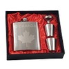 Canada 7 oz Flask Gift Set with Maple Leaf Engraved