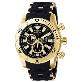 Invicta Men's 0140 Sea Spider Collection 18k Gold Ion-Plated and Black Polyurethane Watch