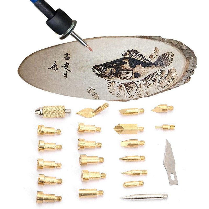 22pcs Brass Electric Soldering Iron Accessories Woodworking Leather