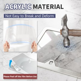 License Plate Frames Covers Combo - 2 Pack Clear Flat Car Tag Protectors Unbreakable and Aluminum Universal License Plate Holder with Screws,Chrome Caps and Screwdriver(Silver)