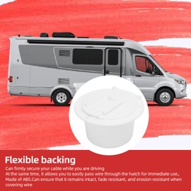 RV Electrical Cable Hatch, 2-Pack White RV Hatch Covers, Snap On Lid Round Electric Cable Hatch for 30 Amp RV Electric Cord, Power Cord Hatch Cover with Screws