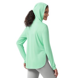 Willit Women's Sun Shirts Hooded UPF 50+ Long Sleeve Hiking Workout Tops Lightweight Quick Dry UV Protection Light Green L