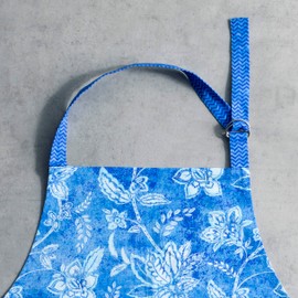 Maison d' Hermine Cloth Apron 70 cm x 85 cm100% Cotton 1 Piece Adjustable Neck Strap Easter Apron with Center Pocket & Long Ties for Women Men Chef, Indigo Love - Spring/Summer