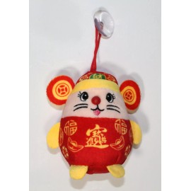 Lucore Home 2pc Chinese Lucky Mouse Plush Ornaments- 4" Rat Good Fortune Stuffed Toy Charms