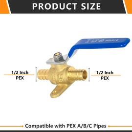 20-PCs HeSun 1/2-Inch PEX Ball Valves with Drop Ear, 1/4 Turn Full Port Shut-off Valve, Brass Crimp Pex Valve for Hot and Cold Water, ASTM F1807,Blue(VALVE272-20)