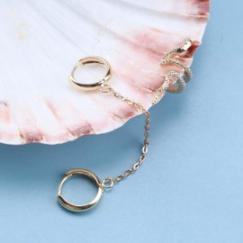 Cimenexe Punk Snake Ear Cuff Earrings Snake Wrap Earrings Gold Snake Ear Crawler Earrings Snake Climber Cartilage Earrings Tassel Chain Hoop Earrings Gold Hoop Chain Drop Earrings Set