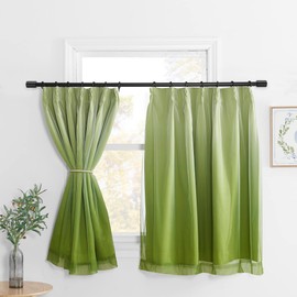 NICETOWN Green Blackout Fabric + Lace Curtain, Cafe Curtain, Double Layer, Ready-made Curtain, Divider, Stylish, Romantic, Thick, Princess Style, Windproof, Thermal Insulation, Bedroom, Preschool Garden, Width 39.4 inches (100 cm), Length 43.3 inches (11