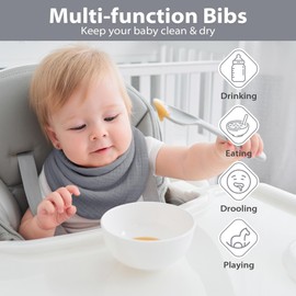 Baby Bandana Dribble Bibs 4 Pack Muslin Drool and Teething Super Soft and Absorbent for Infant Boys Girls Unisex Adjustable Buttons Fits 0-36 Months