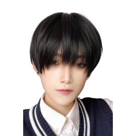 FESHFEN DZZ27 Full Wig, Short Hair, Wig, Short, Men's, Popular, Fashion, Harajuku, With Net, Natural, Unisex, Black