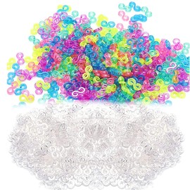 IYBQIU 1000 Pcs Refills Loom Band Hooks S Clips Loom Bands Bracelet Connector for Weaving Necklace Jewelry Accessories Craft Making Loom Bands S Clips, Multicoloured