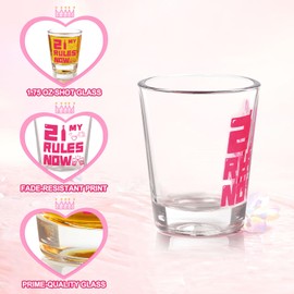 JUKFITA 21st Birthday Gifts for Her, Unique Pink Shot Glass, Ideal 21st Birthday Gifts for Women, 21 MY RULES NOW Print