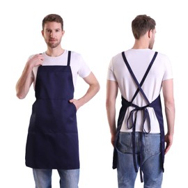 BIGHAS Shoulder Bib Apron, Anti-Fatigue, Large Size, Large Size, Cashier, Work, Work, Commercial, Simple, Dustproof, Men's, Women's, 16 Colors Available (Shoulder Strap 74.0 inches (188 cm), Height 66.9 - 74.8 inches (170 - 190 cm), Large, Navy)