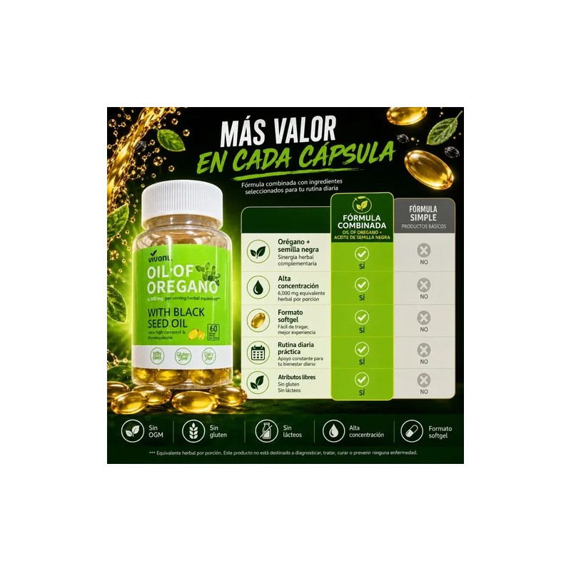 Aceite De Orégano Herbal En Cápsulas Blandas