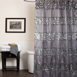 Sweet Home Collection - SINATRA-SC Popular Bath Collection Bathroom Shower Curtain, 0, Sinatra Silver