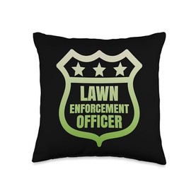 Funny Lawn Care Ranger Badge Design Enforcement Officer-Funny Lawn Care with Badge Design Throw Pillow, 16x16, Multicolor