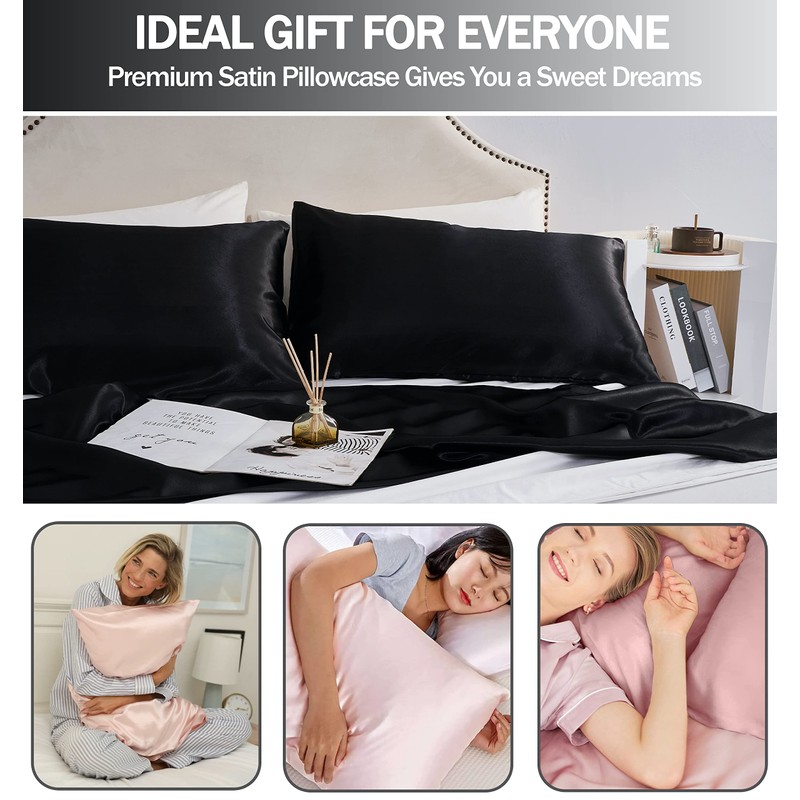 Satin Pillow Cases 2 Pack, GVTECH Pillowcase for Hair and