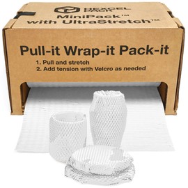HexcelPack HexcelWrap Mini - Honeycomb Packing Paper, Eco-Friendly, Sustainable Paper Bubble Wrap for Shipping & Moving, Cushioned Packing Material in Easy Self-Dispenser Box - White, 12" x 750'