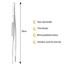 Set of 2 Cooking Tweezers Stainless Steel 30 cm Kitchen Tongs Barbecue Tweezers Kitchen Tweezers Cooking Tweezers Grill Tweezers Stainless Steel Straight