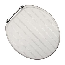 Comfort Seats C3B4R400CH Deluxe Molded Wood Toilet Seat with Chrome Hinges, Round, White Bead Board