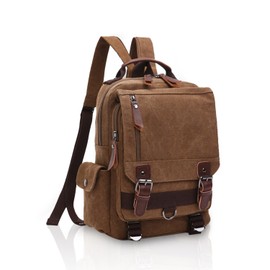 FANDARE Retro Chest Bag Sling Bag Men's Backpack Women's School Bag Canvas School Backpack Shoulder Bag Backpack Sports Bag for School Leisure Travel Business Jogging, Brown B, Casual