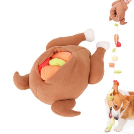 Fruasio Thanksgiving Turkey Dog Toy, Interactive Hide & Seek Plush Turkey Stuffed Animal, Enrichment Toys for Dogs with Colorful Pull-Out Veggies, Funny Squeaky, Mental Stimulation & Boredom Relief