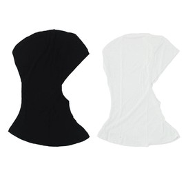 chiwanji Set of 2 Muslim Head Cover Hijab Cap Islamic Underscarf High Elasticity Muslim Headwear 40 cm / 15.75 Inches, black / white