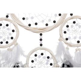 Large Rattan Dream Catchers - Black Rooster Feather with Luxury Pearl, Handmade Dreamcatcher for Bedroom, Dream Catcher for Girls, Dream Catchers for Boys, Dream Catcher Wall Decor