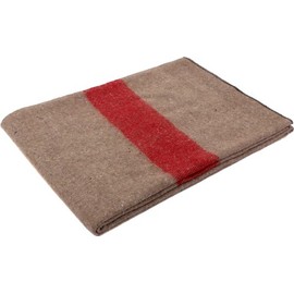 Rothco Tan Swiss Military Wool Blanket with Red Stripe