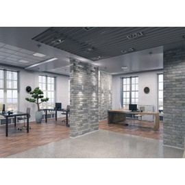 CORFOTO 7x5ft Fabric Modern Office Interior Backdrop for Zoom Meeting, Brick Wall Virtual Background for Home Office, Video Conference, YouTube Photoshoot