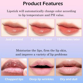 BINGBRUSH Color Changing Lipstick Lip Balm,Korean Magic Lipstick Color Change Changing Lip Tint Tinted Stain Gloss Balm Long Lasting Waterproof Moisturizer (2409#)