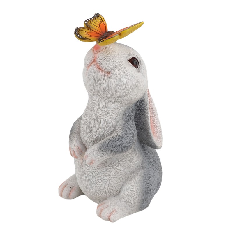 Bunny Outdoor Garden Statues Resin 600mAh Warm Light Rabbit with