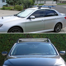 Spec-D Tuning Black Aluminum Baggage Cargo Rail Cross Bar Roof Rack Compatible with 2008-2014 Subaru Impreza Wrx