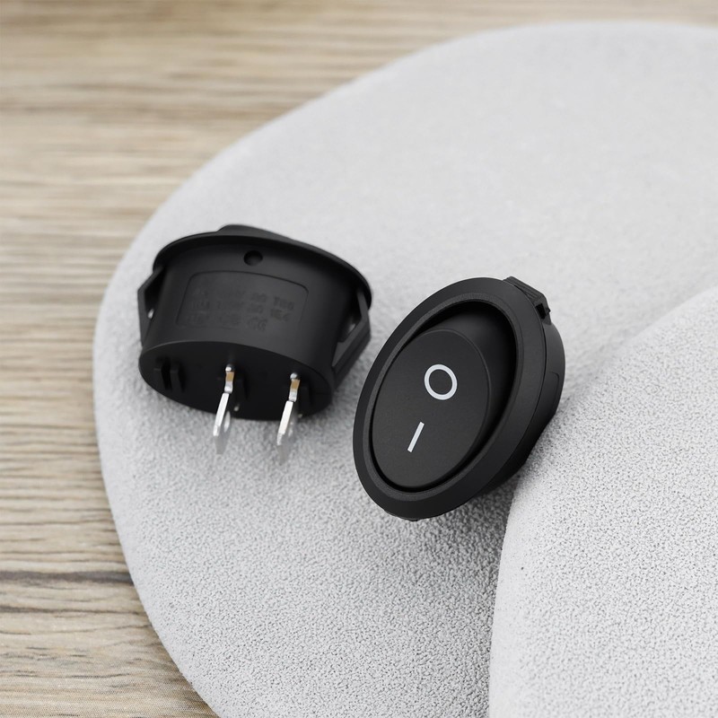 YINETTECH 5pcs SPST Oval Rocker Switch 2Pin Toggle Switch 6A/250VAC