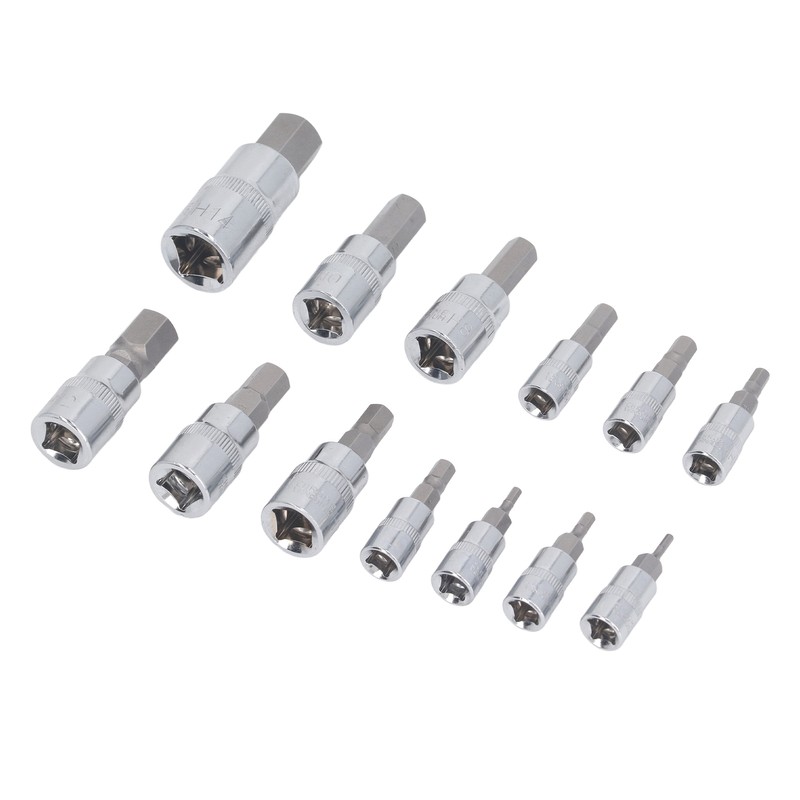 13 Pcs Hex Bit Socket Set 1/4 3/8 1/2 Inch