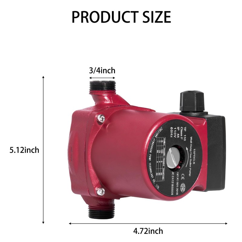 110V 3-Speed Hot Water Recirculating Pump, Silent 1/2 NPT Circulator
