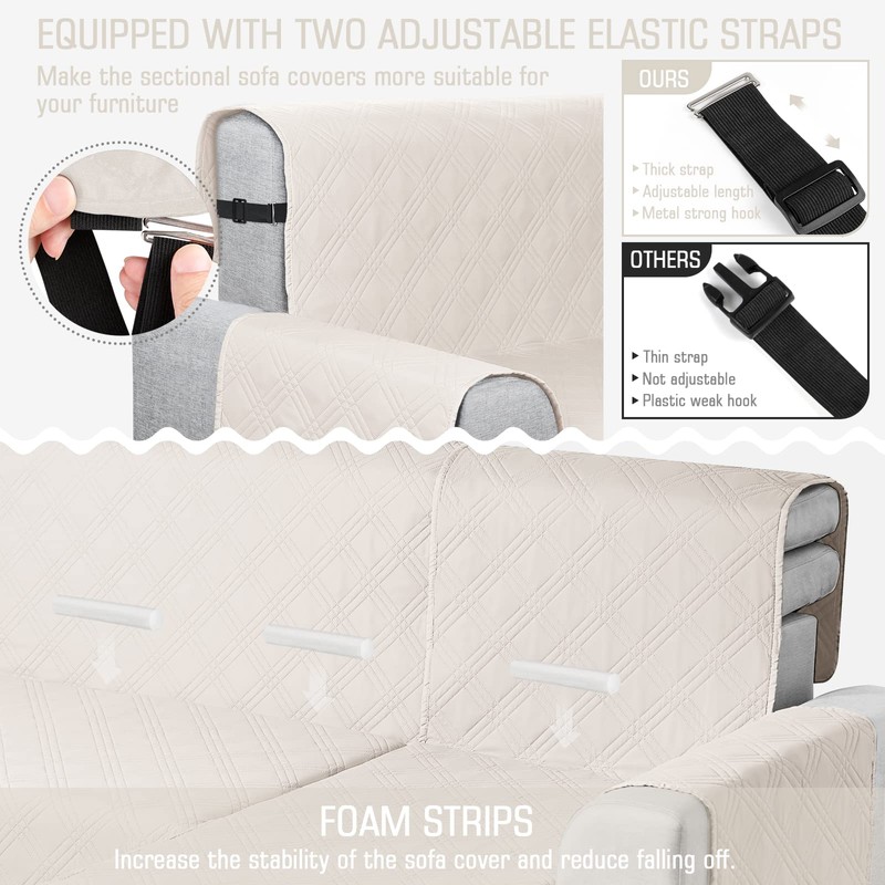 TAOCOCO 100% Waterproof Sectional Couch Covers L Shaped Sofa Covers