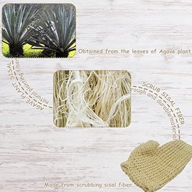 TTYBG Classic Natural Sisal Bath Spa Shower Scrubber Sponge Fiber Glove Mitt Soften Smooth Renew Skin Anti-aging Eco-Friendly Pack of 2