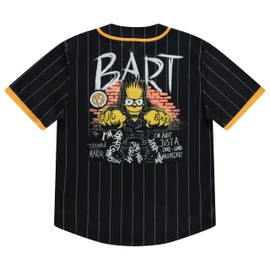 The Simpsons Men's Baseball Jersey - Homer, Bart, Lisa, Krusty The Clown - Mesh Button Down Baseball Jersey (Black, XX-Large)