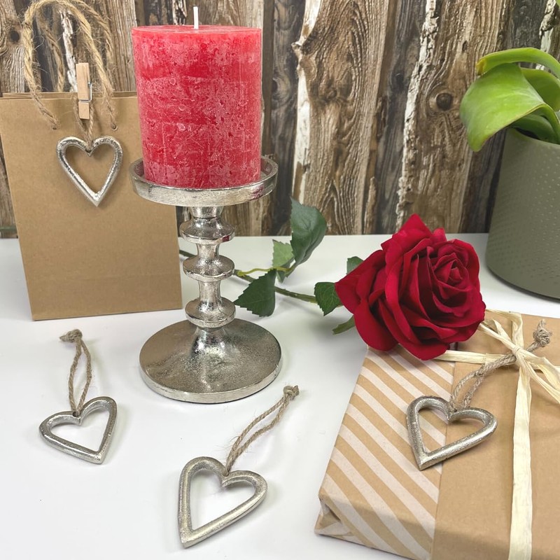 Marzoon 4 x Metal Heart Pendants, Each 4.5 x 5