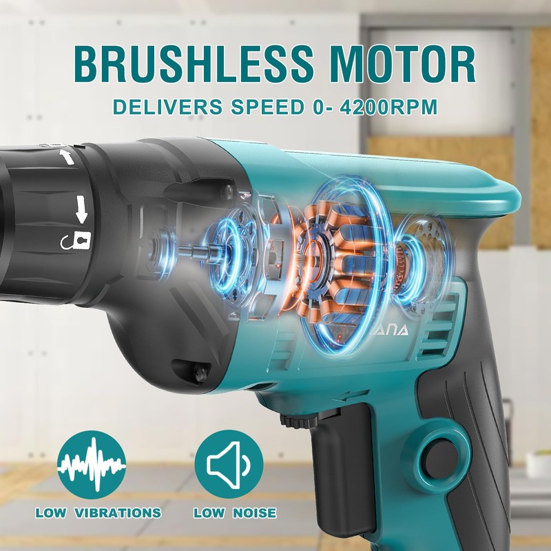 ONEMANA 20V MAX Brushless Cordless Drywall Screw Gun 4200RPM Auto-Feed