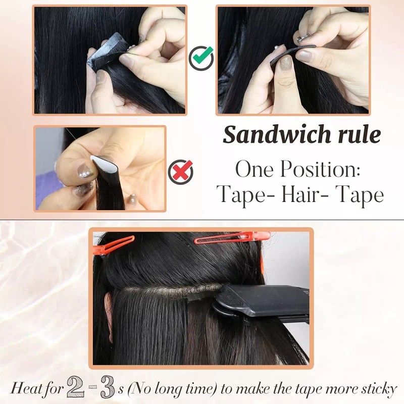 Ugeat Extensiones Cabello Real 50gr 14in Balayage Marrón A Blanque