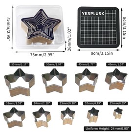 YKSPLUSK 9 PCS Hollow Punch Cutter Set, 9 Sizes Star Shape Leather Cutting Dies Cutter Tool, Cutting Mold Punching Die Set for DIY Leather Craft, Leather Cutter Hollow Punching Tool with Plastic Box