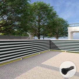 Patio 3' x 10' Balcony Privacy Screen Apartment Railing Covers Fence Panels for Outdoor, Temporary Fencing for Porch Deck Backyard Net Mesh with Zip Ties, Green White Stripe