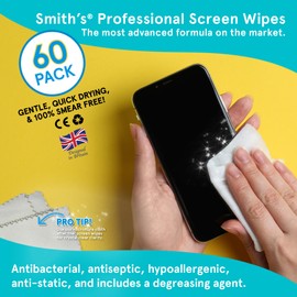 Professional Screen Wipes by Smith’s® | 60 Pack | Size: 14 x 14cm | Perfect Cleaning Wipes for Monitors, Laptops, iPads, Mobile Phones, LCD TVs, Tablets, PCs, Keyboards & More!