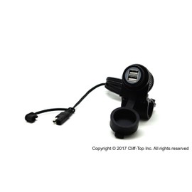 Cliff-Top 3.3 Amp Motorcycle Handlebar SAE USB Power Charger