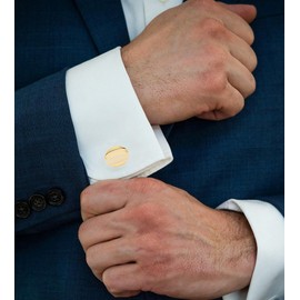 Jonwo 14K Gold Plated Oval Cufflinks for Men Lady In Gift Case Hand Polished Men's Cufflinks Jewelry Set for Wedding Party Anniversary Business Events Tuxedo Dress